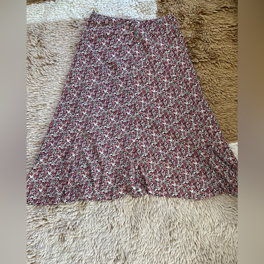 Lush A-Line Skirt in Red and White Floral